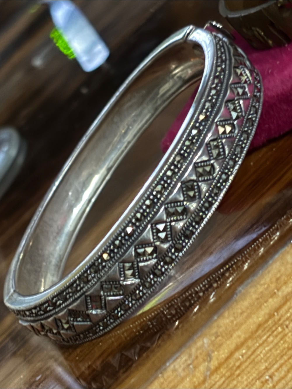 Judith Jack Sterling Silver Marcasite Engraved Bangle